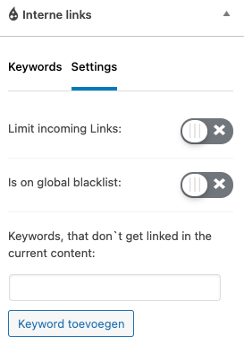 internal links settings